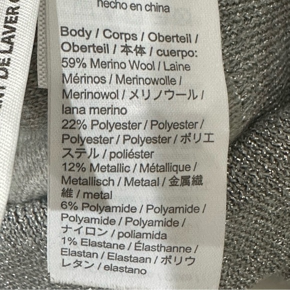 Jcrew Merino Wool Metallic Cropped V neck Cardigan Sweater Silver - Picture 5 of 7